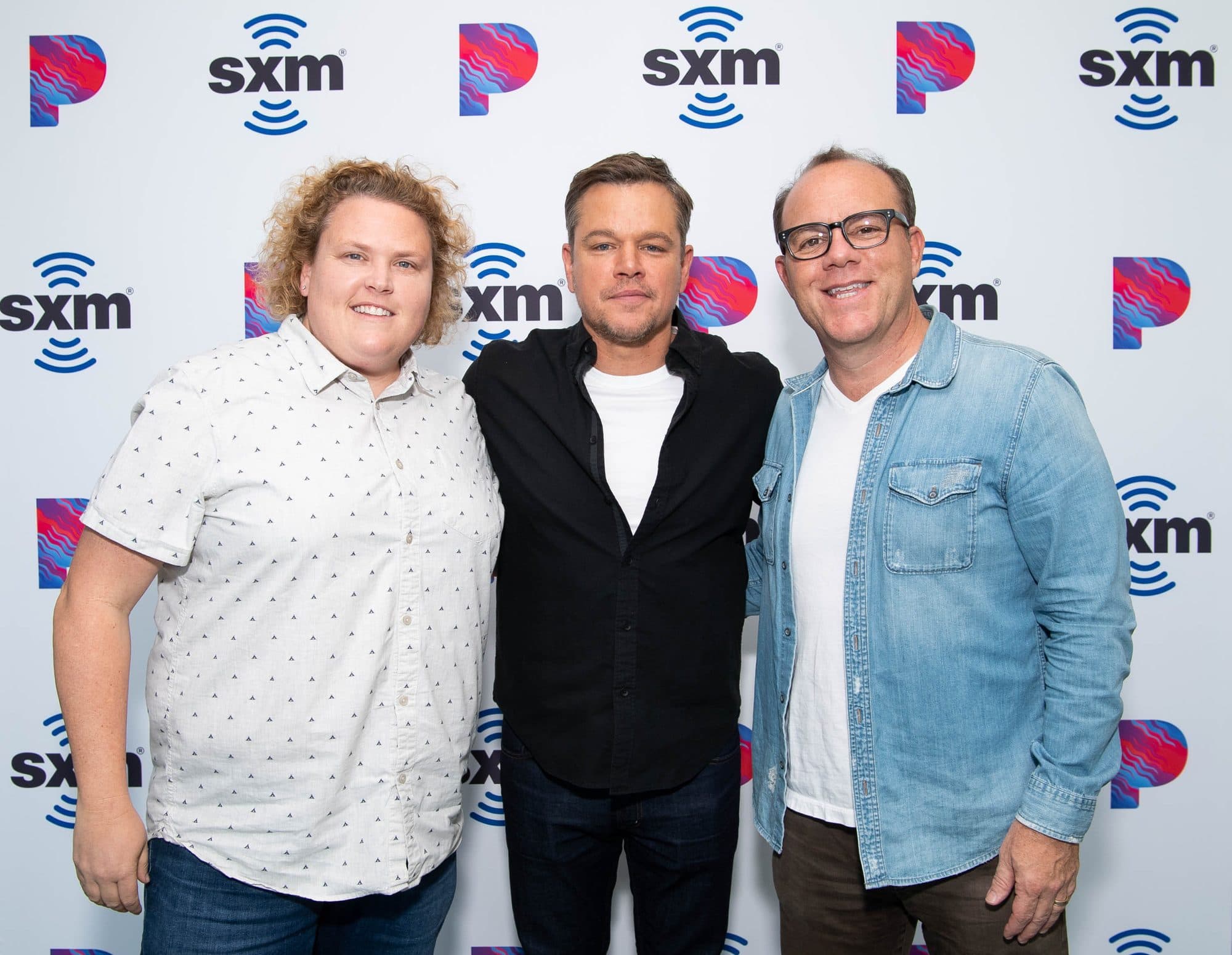 Fortune Feimster, Matt Damon and Tom Papa at SiriusXM